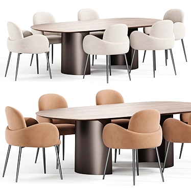 Modern Wave Chair Conference Table 3D model image 1 