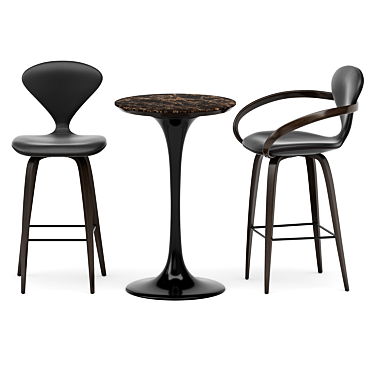 Elegant Bar Dining Set Black 3D model image 1 