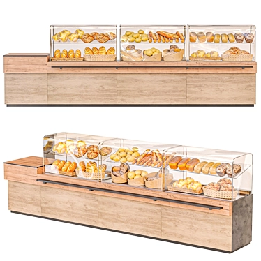 Bakery Display with Breads, Pastries, Textures 3D model image 1 