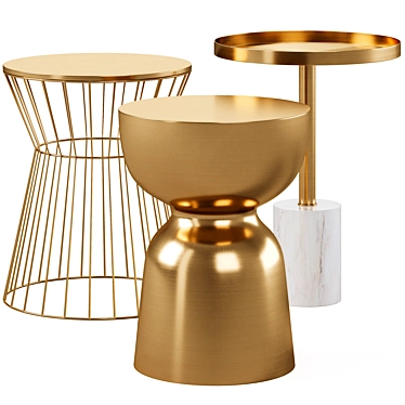 Elegant Metal and Marble Tables 3D model image 1 