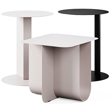 Stylish Steel Side Tables Set 3D model image 1 