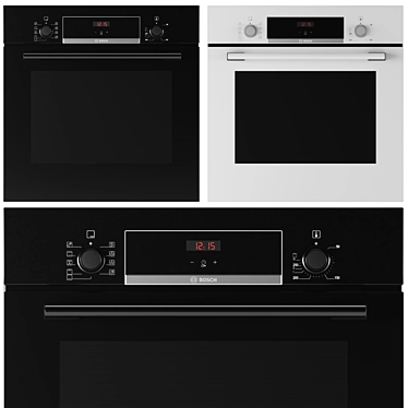 Bosch Electric Oven in Black & White 3D model image 1 