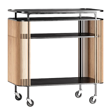  Modern Bar Cart Steel Oak 3D model image 1 