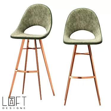 Industrial Bar Stool Fabric Metal 3D model image 1 