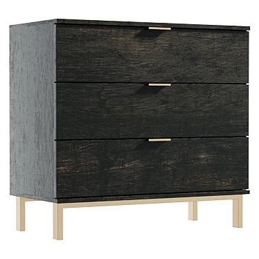 UV-Textured 3-Drawer Dresser Model 3D model image 1 