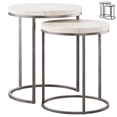 Sleek Argento Arielle Nesting Tables 3D model image 1 