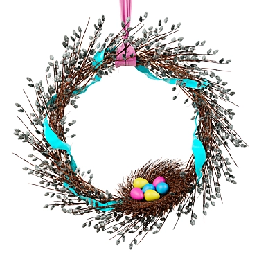 Wicker Willow Nest Wreath 3D model image 1 