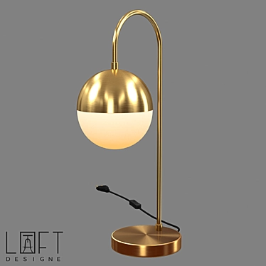 Vintage Metal Glass Table Lamp 3D model image 1 