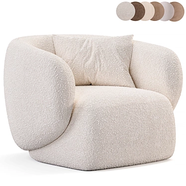 Modern Fabric Armchair Design Piece 3D model image 1 