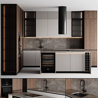 Customizable Modern Kitchen Model 3D model image 1 