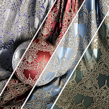  Damask Jacquard Brocade Fabric - Set of 4 Colors 3D model image 1 