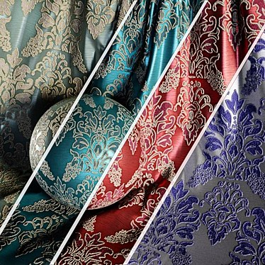  Damask Jacquard Brocade Fabric (4 Colors) Vol.10 3D model image 1 