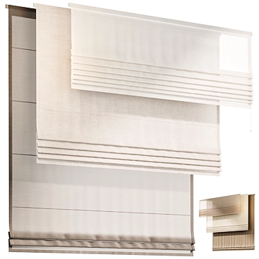 Elegant Roman Blinds Set 02 3D model image 1 