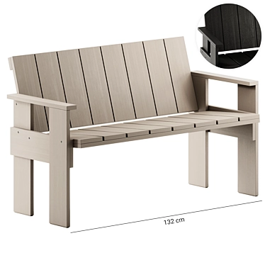 Modern Outdoor Dining Bench: Hay 3D model image 1 