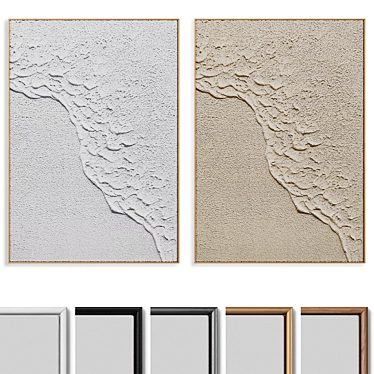 Textured Plaster Photo Frame Set 3D model image 1 