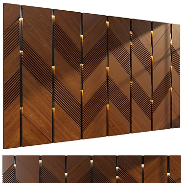 European Oak Diagonal Panel 3D model image 1 