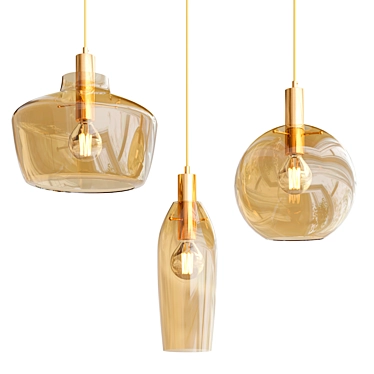 Elegant KYOTO Pendant Gold Lighting 3D model image 1 