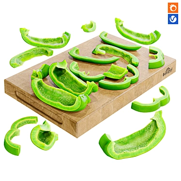 Pepper Cut Set, Kitchen Accessory 3D model image 1 