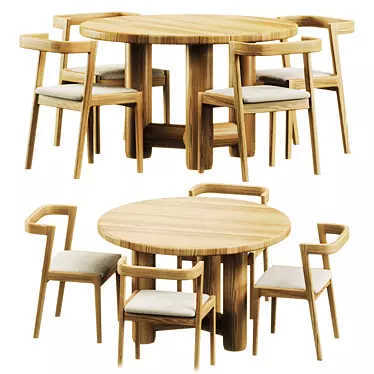 Modern Oak Dining Set - LuluSpace 3D model image 1 