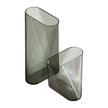 Elegant Smoked Crystal Vase Duo 3D model image 1 