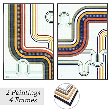 Modern Artwork Set with Frames 3D model image 1 