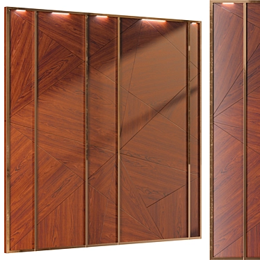 American Walnut Diagonal Wall Panel 3D model image 1 