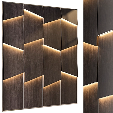 European Oak 3D Wall Panel 3D model image 1 