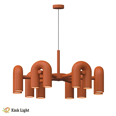 Kanti Loft Pendant Chandelier: Terracotta & Azure 3D model image 1 