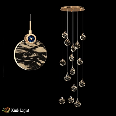 Vixi Gold Pendant Light 45W 3D model image 1 