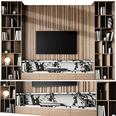 Modern TV Wall Set 20 3D model image 1 