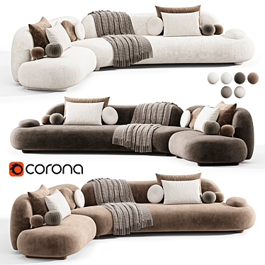 Modular Wave Sofa, Designer Edition 3D model image 1 