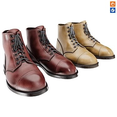 Military Style Texture Customizable Shoes 3D model image 1 