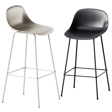 Muuto Fiber Bar Stool Set 3D model image 1 