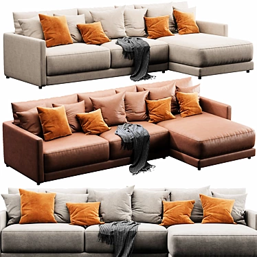 Modern Sectional Sofa, Spacious Design 3D model image 1 