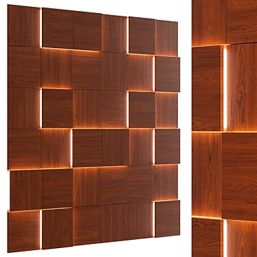 Geometric Dark Oak Wall Panel 3D model image 1 