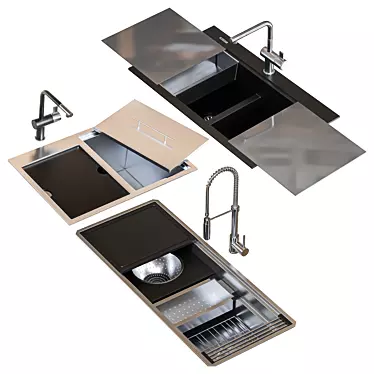  Ruvati Triple Sink Set 3D model image 1 