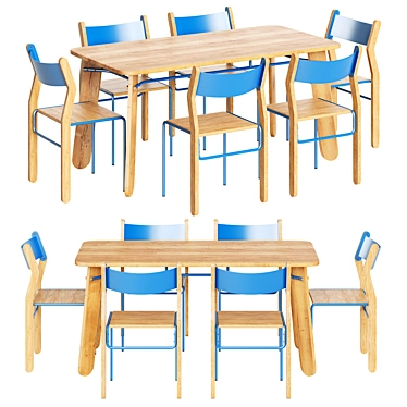 Modern Qullar Tashlar Table Set 3D model image 1 