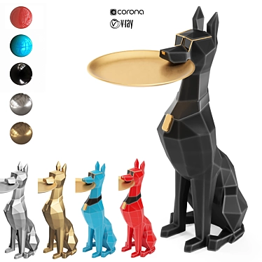 geometric doberman server dog statue