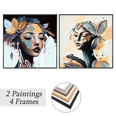 Gallery Art Set with Frames 3D model image 1 