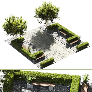 Title: Quaint Town Square Landscape 3D model image 1 