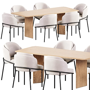 Modern Dining Set with Fil Noir Chair 3D model image 1 