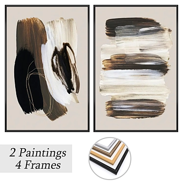 Duo Artwork Set with Frames 3D model image 1 