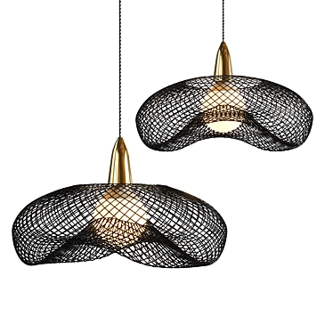 Modern Metal Grid Pendant Lamp 3D model image 1 