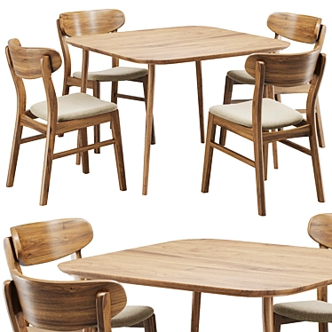 Wooden Dining Chair and Table88 3D model image 1 