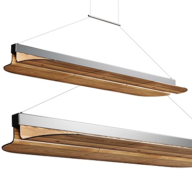 Modern Wood Veneer Pendant Light 3D model image 1 