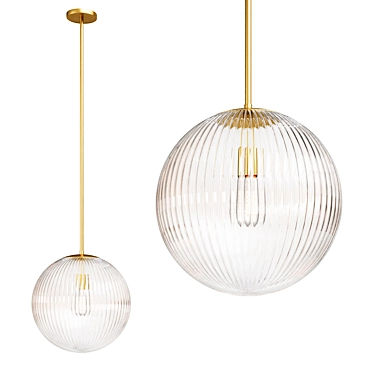 Ribbed Glass Globe Pendant Light 3D model image 1 