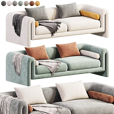 Contemporary Modular Velvet Judo Sofa 3D model image 1 