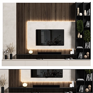 Sleek TV Wall 144 Stand 3D model image 1 