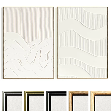 Plaster Texture Photo Frame Set 3D model image 1 