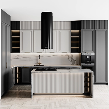 Customizable Neoclassic Kitchen Unit 3D model image 1 